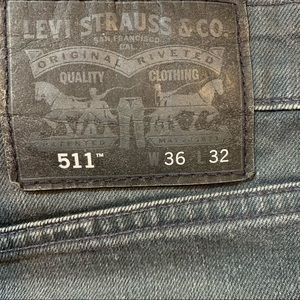 Levi’s 511 36x31 rare cut slim straight faded black jeans reinforced crotch 1106